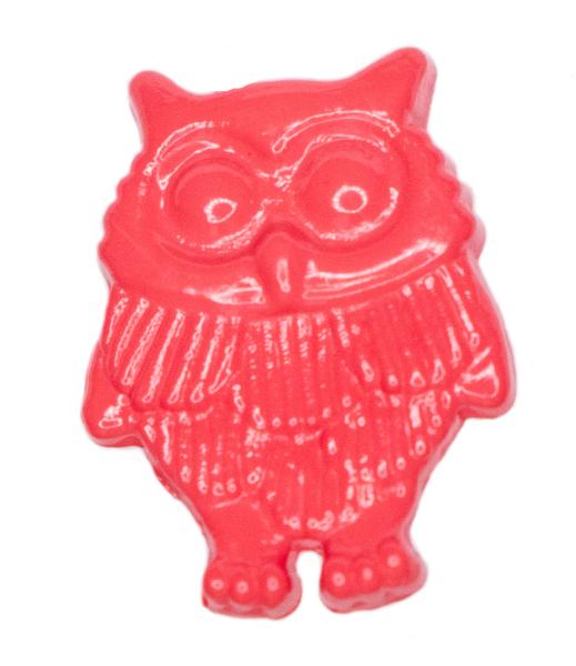 Kids button as owls made of plastic in red 17 mm 0,67 inch